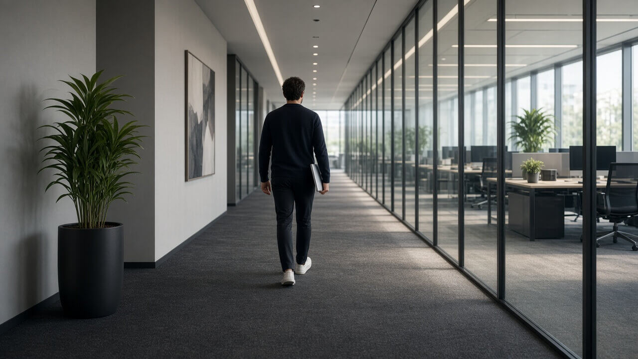 Glass corridor in the Vaaelen headquarters